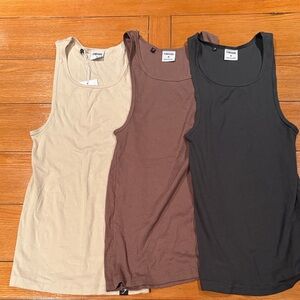 Gymshark Men's Tank Top Set - Cream, Brown, Black